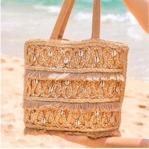 Salt + umber Isla jute Seashell tote new in package